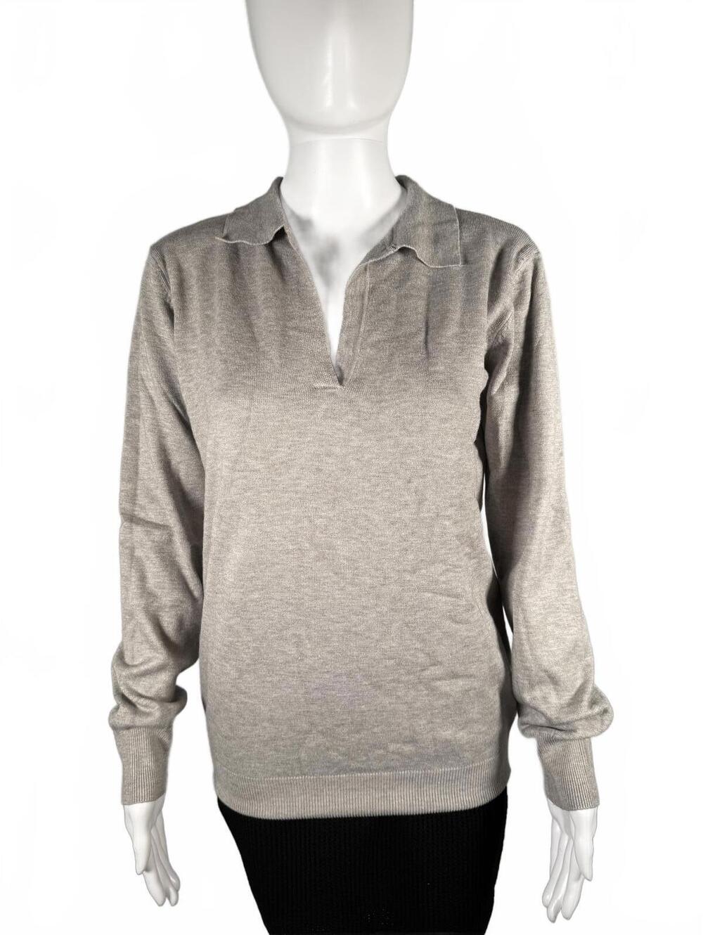 NWT LBLC The Label Womens Heather Grey Christina Collared V Neck Top Size Large - Picture 4 of 7